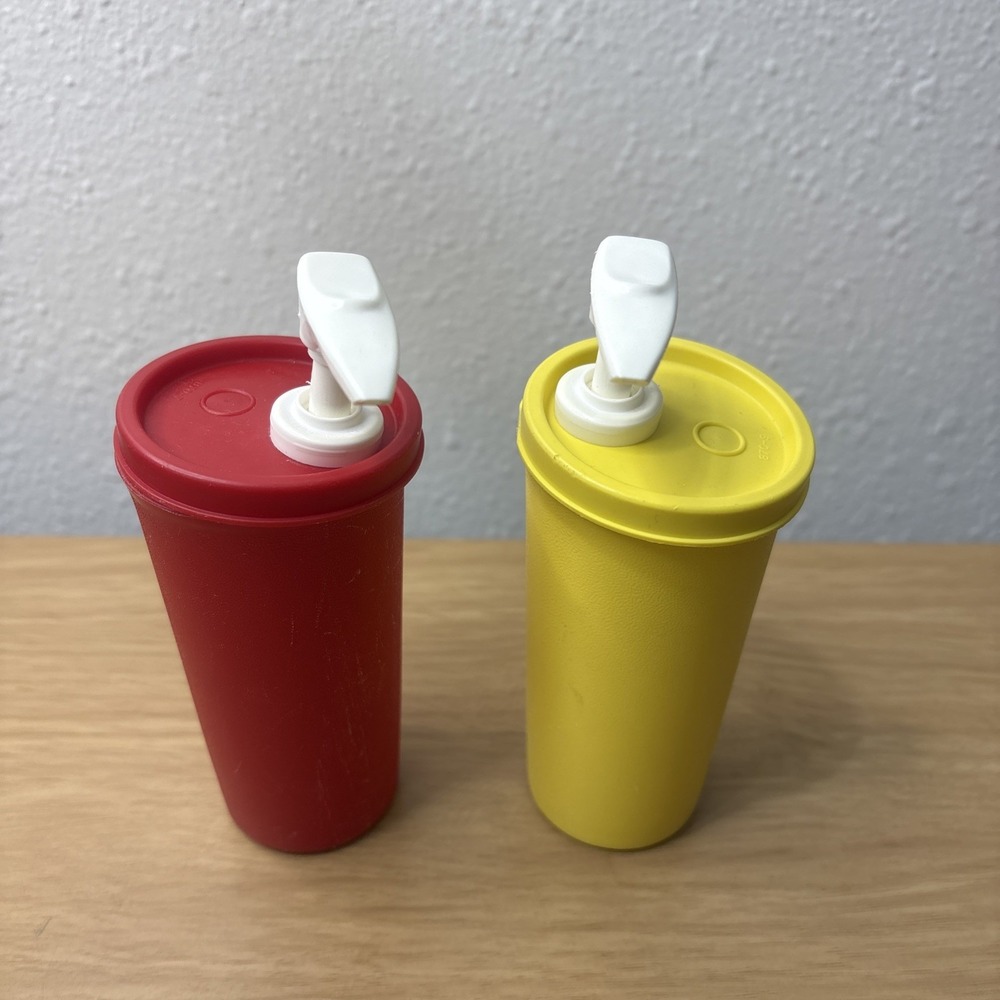 Vintage 70s Tupperware Ketchup and Mustard Pump Dispensers 1329